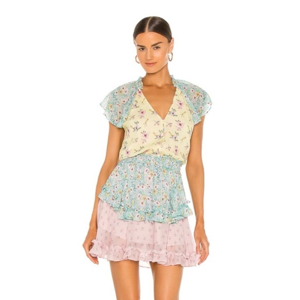 Yumi Kim Floral Mini Dress in Yellow, Blue, and Pink